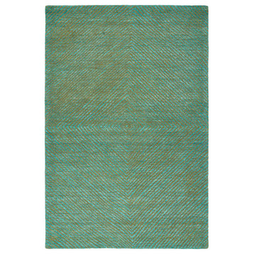 Kaleen Hand-Tufted Textura Wool Rug, Turquoise, 9'x12'