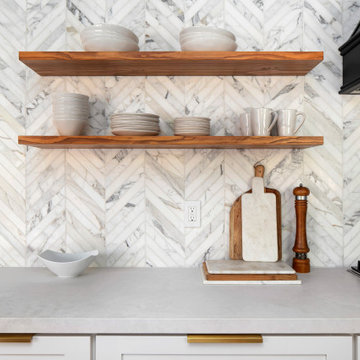 Transitional facelift for a kitchen, 2 bathrooms & the playroom in Sherman Oaks