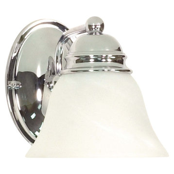 Nuvo Empire 1-Light 7" Vanity With Alabaster Glass, Polished Chrome Finish