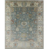 Rare 8'x10' Oushak Floral Blue/Ivory Oriental Hand Knotted Wool Area Rug