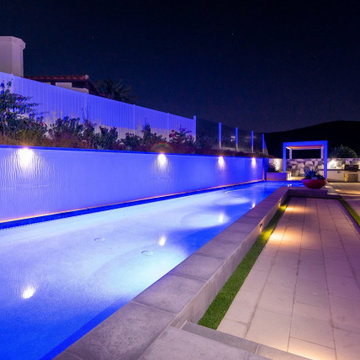 Contemporary Lap Pool w/ BBQ Island