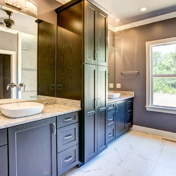 Contemporary Rustic Knotty Alder Cabinets with Espresso Island--Lee Welden