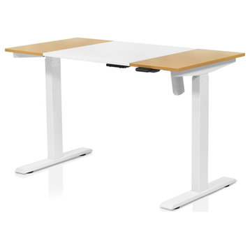 Quade Modern 2-Piece White Metal Adjustable Desk and Chair Home Office Set