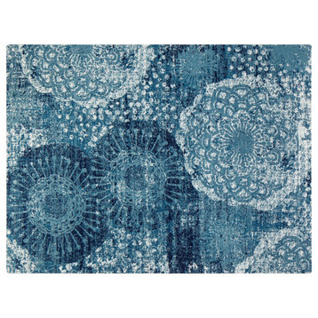 Maldives Blue and Ivory Rug'd Chair Mat, 36"x48", .5" Pile Height
