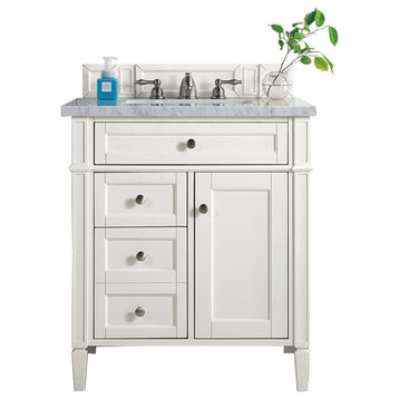 Brittany 30" Single Vanity, Bright White, Arctic Fall Solid Surface