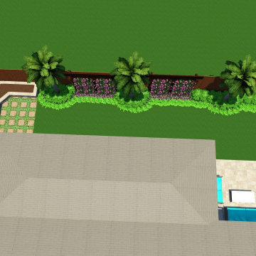 3D Drawings of backyard with living wall & edible garden