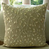 Beige Mother Of Pearls 16"x16" Cotton Linen Pillows Cover, Vintage Garden