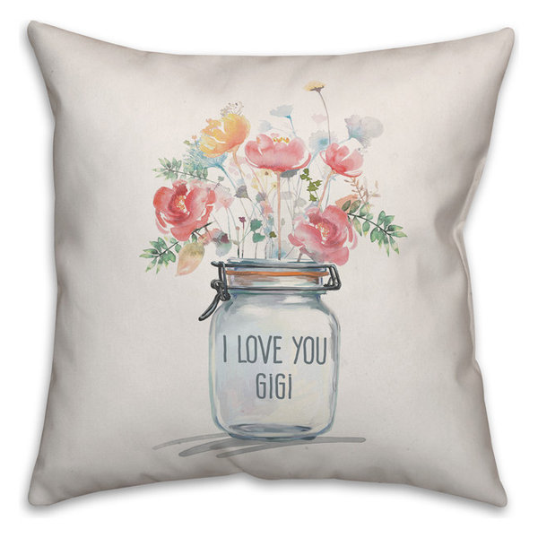 I Love You Gigi Bouquet 16x16 Throw Pillow Cover