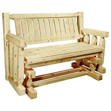Montana Log Collection Wood Homestead Bench In Clear Exterior Finish MWHCLGNRV