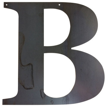 Rustic Large Letter "B", Raw Metal, 18"