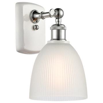 Ballston Castile 1 Light Wall Sconce in White And Polished Chrome