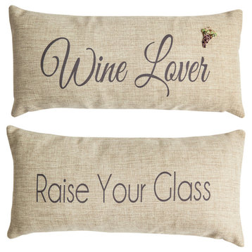 Wine Lover Quotes, Indoor/Outdoor Doubleside Pillow, Removable Grape Pin