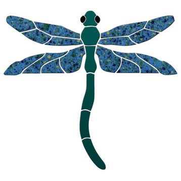 Dragonfly Ceramic Pool Mosaic - Dark Teal - 20"x18" 20"x18", Dark Teal