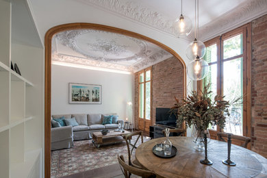 Mid-sized transitional dining room photo in Barcelona