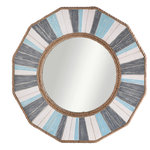 StyleCraft - Montauk Weathered Wood and Rope Wall Mirror Gray, Cream, and Blue Finish - The Montauk mirror features a multi-color weathered wood and rope wall accent with subtle touches that make it a contemporary take on a nautical favorite. Crafted using expertly sourced materials by skilled craftspeople, this mirror features a round reflective center to give it a powerful focal point. It's a stylish centerpiece accent that is well suited in living rooms, bedrooms, entryways, and more.