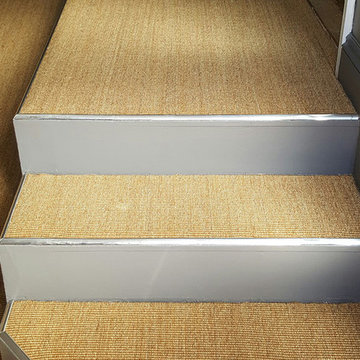 Golden Sisal Carpet Installed to Stairs