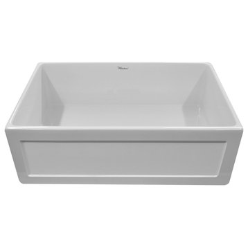 Whitehaus WHPLCON3319-WHITE Fireclay 33" Large Reversible Front Apron Sink