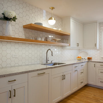 Open shelving white kitchen