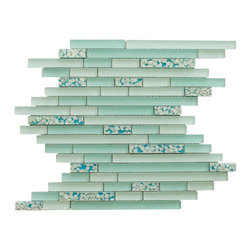 Matte Aqua Blue & Glossy White Sea Shells Glass Mosaic Tiles (Random Pattern) - Home Accessories & Decor