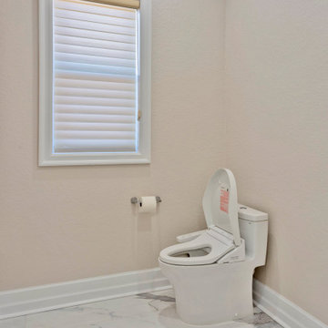 Powder Room with Smart Bidet and Marble Floor