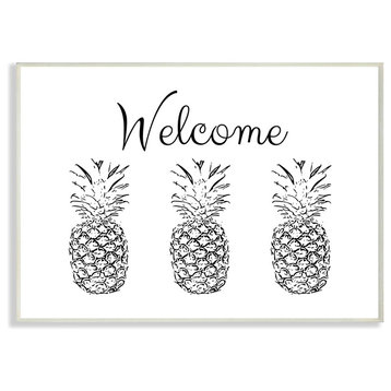 Welcome Pineapple Line Drawing Wall Plaque Art, 10x15