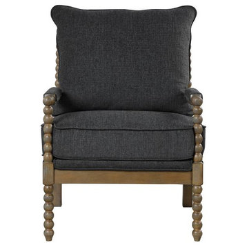 Jewell Fabric Accent Chair Charcoal, Natural Oak Frame