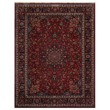 8'x11'6'' Hand Knotted Wool Medallion Oriental Area Rug, Red Color