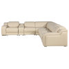 Marco-7-Piece, 4-Power Reclining Italian Leather Sectional, Beige