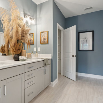 The Byrd - New Villa Model Home at Amburn- Primary Bathroom