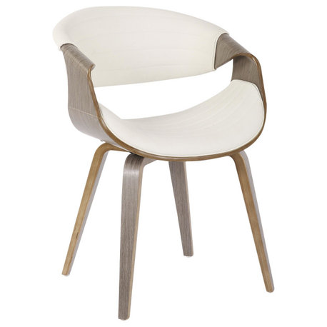 Symphony Chair, Light Gray Wood, White PU