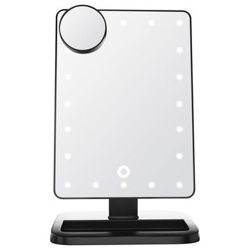 Touch XL Dimmable LED Makeup Mirror with Bluetooth, Black