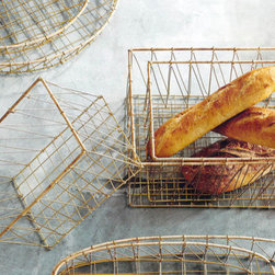 Roost Gio Brass Wire & Rattan Baskets, Rectangle, Set/3 - SKU: TE429 - Major Kitchen Appliance Parts And Accessories