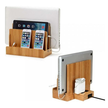 G.U.S. SMART Original Multi Charging Station + A/C USB Power Hub, Eco-Friendly Bamboo