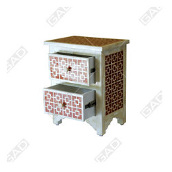 RUBY HUED BONE INLAY BEDSIDE TABLE - Furniture