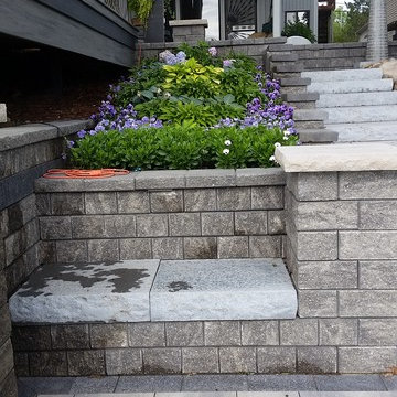 Unilock Ledgestone Step Staircases w/ Oaks Ortana Retaining Walls & Pillars