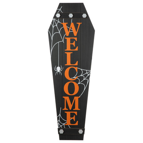 42" Height Halloween Wooden Welcome Coffin Porch Decor