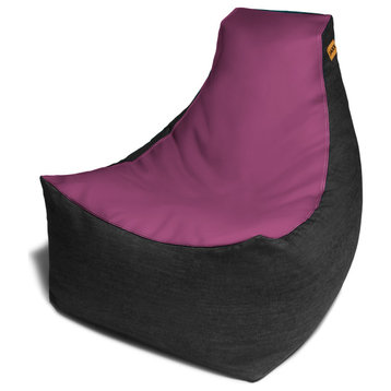 Pixel Gamer Bean Bag Chair, Premium Vinyl/Dark Denim, Plum