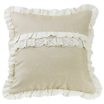 HiEnd Accents - Ruffle Trim And Lace/Ruffle Accent Pillow, 18x18 - Wash Instructions: Spot Clean Recommended