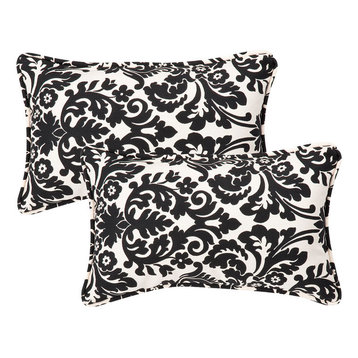 Essence Black Beige Rectangle Throw Pillow, Set of 2