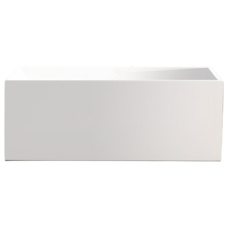 Freestanding Acrylic Bathtub, White/Titanium Gold