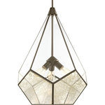 Progress Lighting - Cinq 3-Light Pendant - Cinq finds inspiration from modern geometric designs and the beauty of contrasting elements. Five-sided bottom panels feature antique mirrored glass, while the upper panels are comprised of clear glass. Flush mount and pendant options are finished in an Antique Bronze.