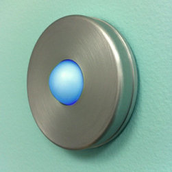 Modern Round Illuminated Doorbell Button - Stainless Metal - Lighting