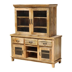 Rustic Shaker Mango Wood Glass Door Dining Hutch Sideboard - China Cabinets And Hutches
