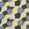Black Grey and Yellow Contemporary Flowers Outdoor Upholstery Fabric By The Yard