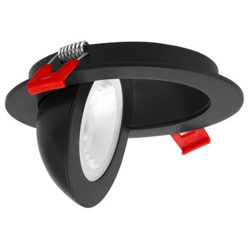 DGF 4" Selectable Canless Floating Gimbal LED Recessed Downlight, Black