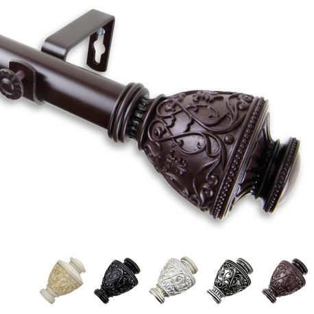 Rona 1" Curtain Rod 28-48", White, Mahogany, 66-120"