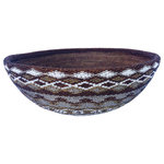 Bindah - Ata Bowl Olympic Ceremony - Beautiful and original small hand-woven ata round bowl designed to fit into any home decor.  Use in kitchen, bathroom, or entry way for functional use and storage.  Beautiful to showcase on a shelf. Elegant hand-sewn beading with gold, silver, bronze, white glass beading.  Cleaning care is simply to wipe off with damp rag.