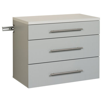 Prepac HangUps 3-Drawer Base Storage Cabinet in Light Grey Laminate