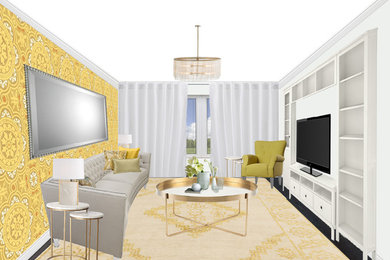 Yellow Wallpaper Living Room Design