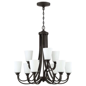 Craftmade Grace 9 Light Chandelier, Espresso w/White Frosted Glass
